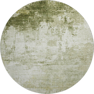 HomeRoots 8' Sage and Ivory Abstract Round Rug – Washable, UV Protected, Stylish, and Family-Friendly Design 700718
