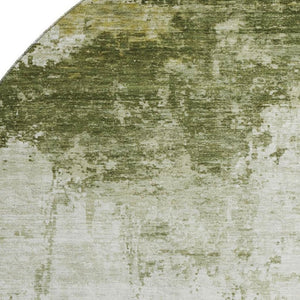 HomeRoots 8' Sage and Ivory Abstract Round Rug – Washable, UV Protected, Stylish, and Family-Friendly Design 700718