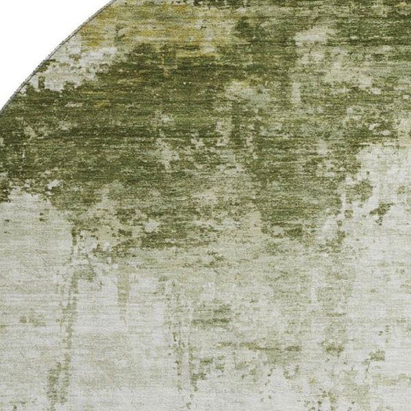 HomeRoots 8' Sage and Ivory Abstract Round Rug – Washable, UV Protected, Stylish, and Family-Friendly Design 700718