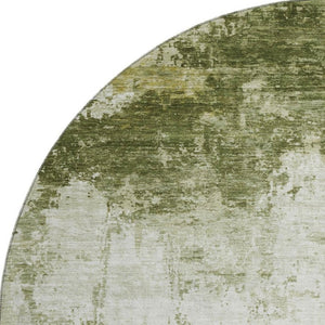 HomeRoots 8' Sage and Ivory Abstract Round Rug – Washable, UV Protected, Stylish, and Family-Friendly Design 700718