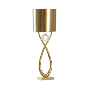 Chelsea House San Cristobal Sculptural Table Lamp By Kristi Nelson — Textured Base, Crystal Rock, Brass Shade Glow 70072