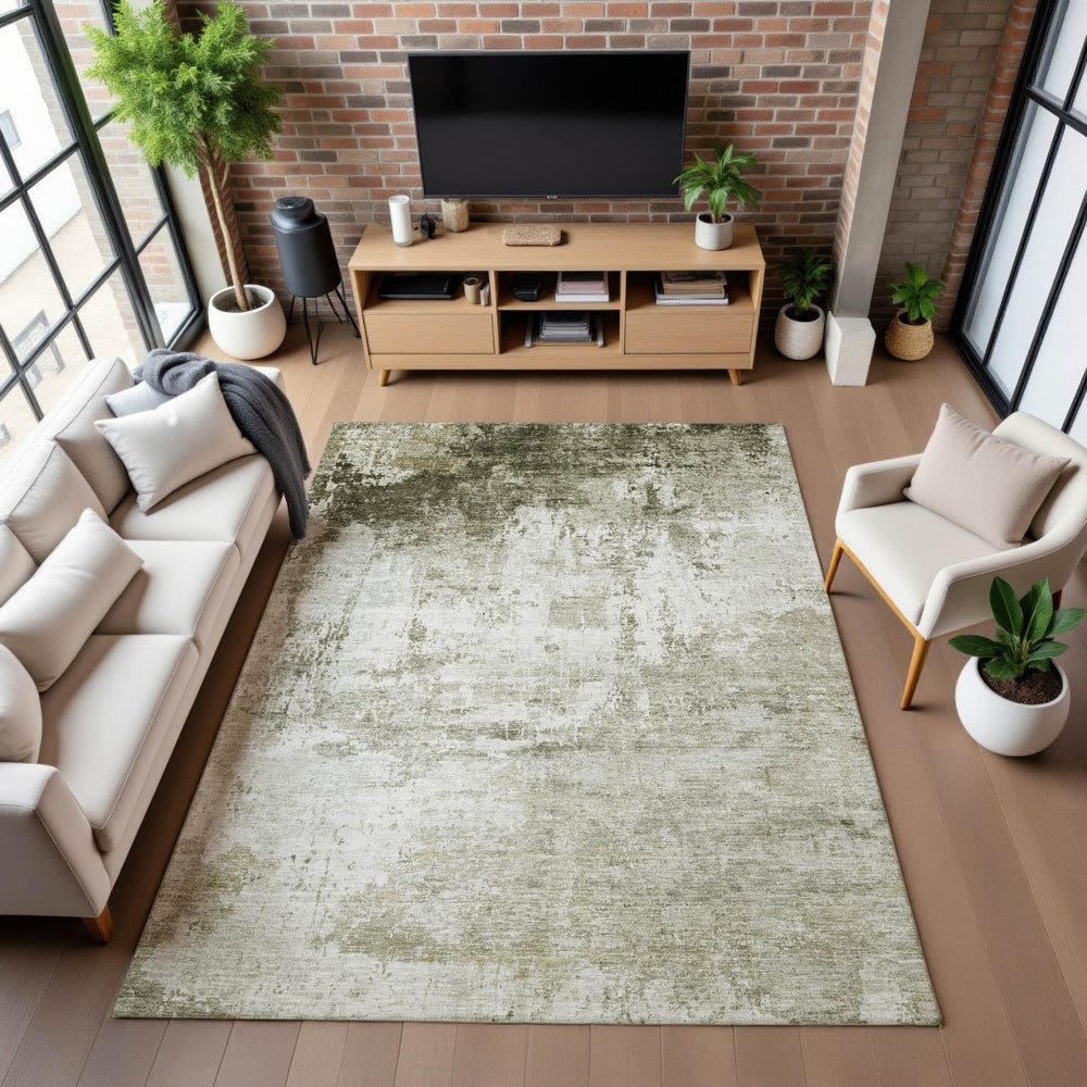 HomeRoots 5' X 8' Stylish Taupe & Ivory Abstract Area Rug - Washable, Stain Resistant, UV Protected for Durability 700723