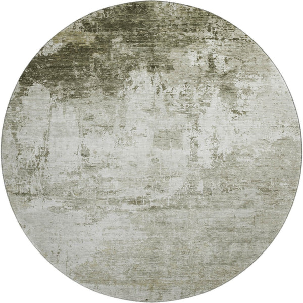 HomeRoots 8' Taupe and Ivory Abstract Washable Round Rug - Stylish, Durable, UV-Protected for Busy Homes 700724