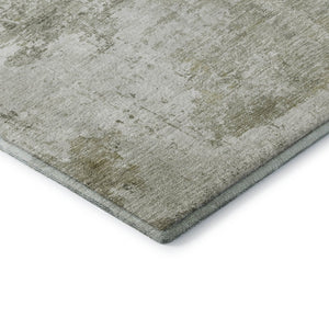 HomeRoots 8' Taupe and Ivory Abstract Washable Round Rug - Stylish, Durable, UV-Protected for Busy Homes 700724