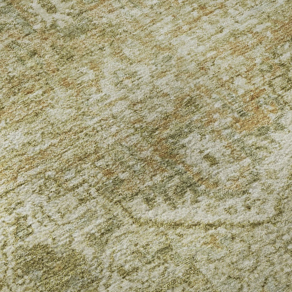 HomeRoots 5' X 8' Beige And Gold Oriental Area Rug - Washable, UV Protected, Stain-Resistant for High Traffic Homes 700729