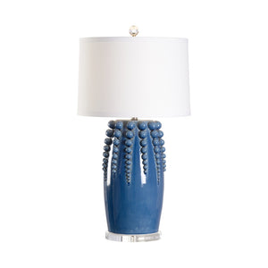 Chelsea House Sea Urchin Lamp By Jamie Merida — 34" Crackled Blue Ceramic Sculpture With Beaded Detail & Clear Acrylic Base 70073