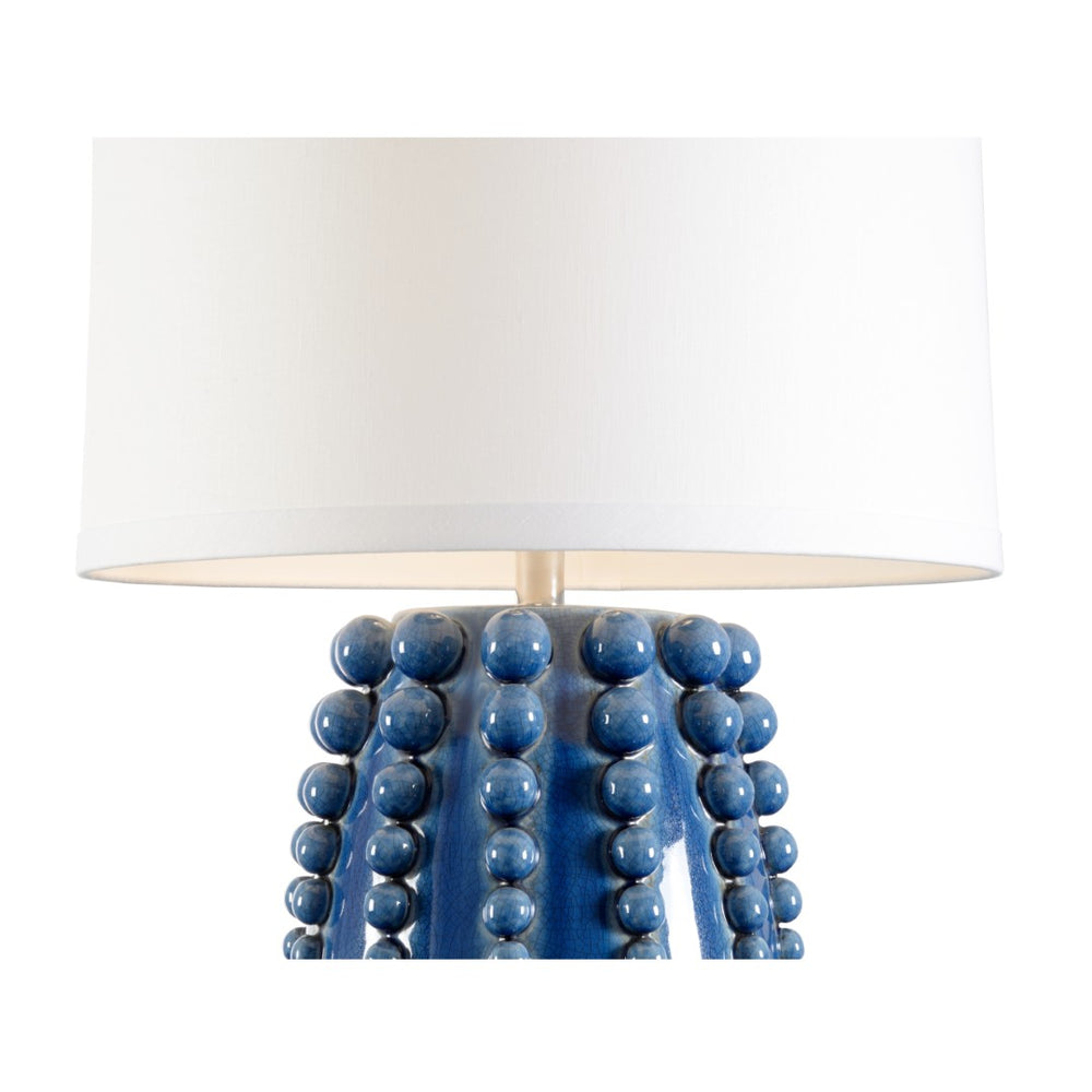 Chelsea House Sea Urchin Lamp By Jamie Merida — 34" Crackled Blue Ceramic Sculpture With Beaded Detail & Clear Acrylic Base 70073
