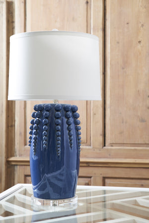 Chelsea House Sea Urchin Lamp By Jamie Merida — 34" Crackled Blue Ceramic Sculpture With Beaded Detail & Clear Acrylic Base 70073