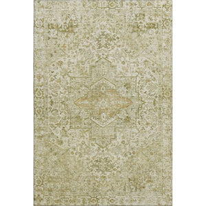 HomeRoots 8' X 10' Washable Beige and Gold Oriental Area Rug - Durable, Stain-Resistant, UV Protected Elegance 700731