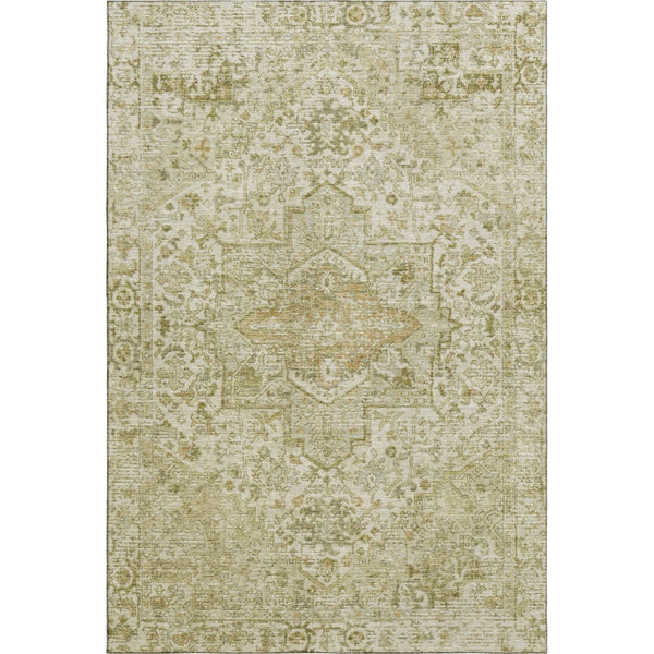 HomeRoots 8' X 10' Washable Beige and Gold Oriental Area Rug - Durable, Stain-Resistant, UV Protected Elegance 700731