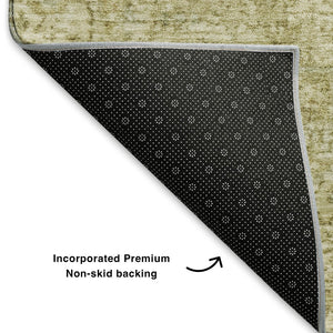 HomeRoots 8' X 10' Washable Beige and Gold Oriental Area Rug - Durable, Stain-Resistant, UV Protected Elegance 700731