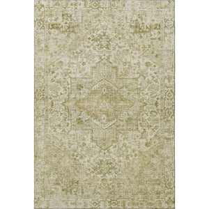 HomeRoots 8' X 10' Washable Beige and Gold Oriental Area Rug - Durable, Stain-Resistant, UV Protected Elegance 700731
