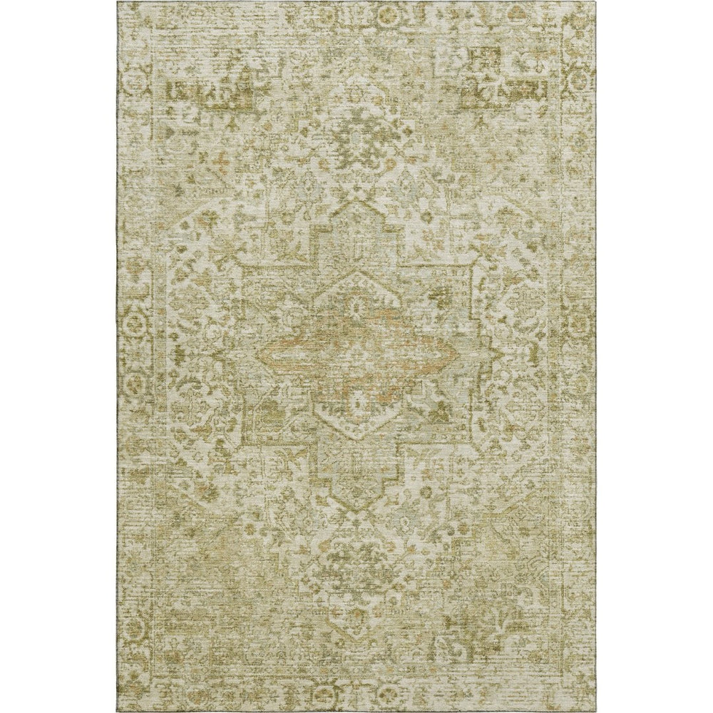 HomeRoots 9' X 12' Beige and Gold Oriental Area Rug - Durable, Washable, UV Protected for High-Traffic Spaces 700732