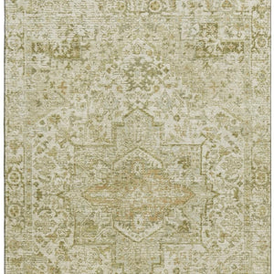 HomeRoots 9' X 12' Beige and Gold Oriental Area Rug - Durable, Washable, UV Protected for High-Traffic Spaces 700732