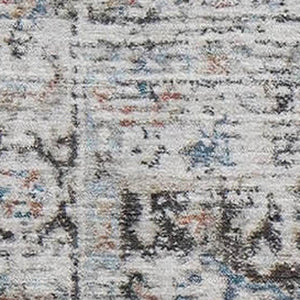 HomeRoots 5' X 8' Ivory And Blue Oriental Area Rug - Washable, Stain Resistant, UV Protected for Easy Care 700735