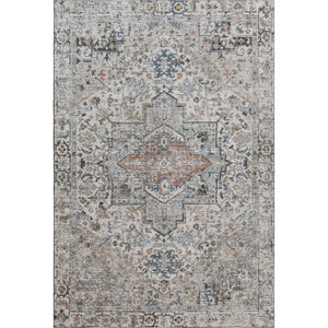 HomeRoots 8' X 10' Ivory and Blue Oriental Area Rug - Washable, UV Protected, Durable Design for Busy Homes 700737
