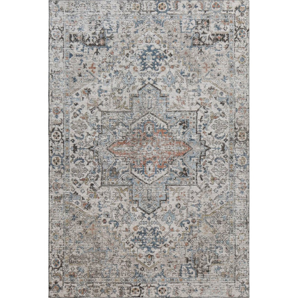 HomeRoots 8' X 10' Ivory and Blue Oriental Area Rug - Washable, UV Protected, Durable Design for Busy Homes 700737