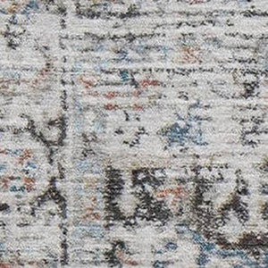 HomeRoots 9' X 12' Ivory And Blue Oriental Area Rug - Washable, UV Protected, Durable Style for Busy Homes 700738