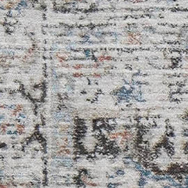HomeRoots 9' X 12' Ivory And Blue Oriental Area Rug - Washable, UV Protected, Durable Style for Busy Homes 700738