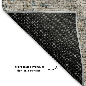 HomeRoots 10' Ivory and Blue Oriental Washable Area Rug – UV Protected, Stain-Resistant, Perfect for Families 700739