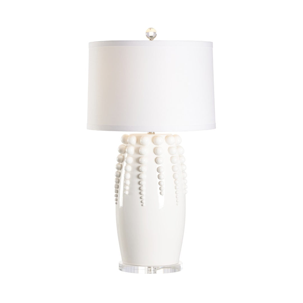 Chelsea House Sea Urchin Lamp By Jamie Merida — Oversized Beaded White Ceramic On Clear Acrylic Floating Base 70074