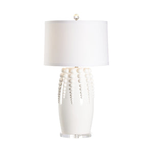 Chelsea House Sea Urchin Lamp By Jamie Merida — Oversized Beaded White Ceramic On Clear Acrylic Floating Base 70074