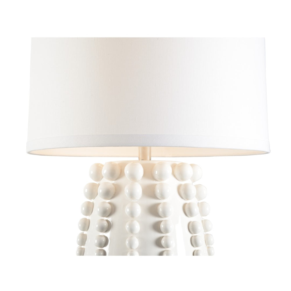 Chelsea House Sea Urchin Lamp By Jamie Merida — Oversized Beaded White Ceramic On Clear Acrylic Floating Base 70074