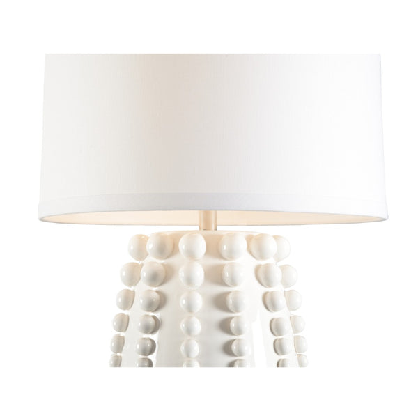Chelsea House Sea Urchin Lamp By Jamie Merida — Oversized Beaded White Ceramic On Clear Acrylic Floating Base 70074