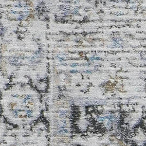 HomeRoots 5' X 8' Linen & Blue Oriental Area Rug - Washable, UV Protected, Stain Resistant for Busy Homes 700741