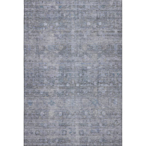 HomeRoots 5' X 8' Blue and Gray Geometric Washable Area Rug with UV Protection for Modern Homes & Patios 700747