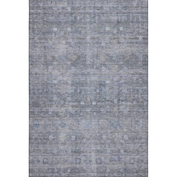 HomeRoots 5' X 8' Blue and Gray Geometric Washable Area Rug with UV Protection for Modern Homes & Patios 700747