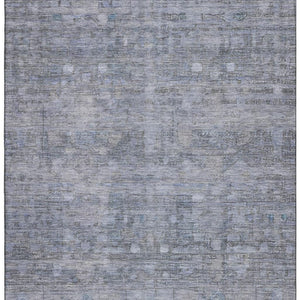 HomeRoots 5' X 8' Blue and Gray Geometric Washable Area Rug with UV Protection for Modern Homes & Patios 700747
