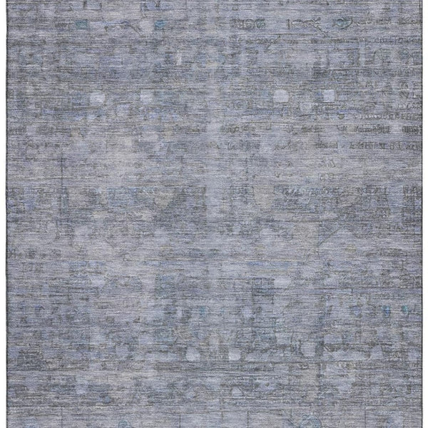 HomeRoots 5' X 8' Blue and Gray Geometric Washable Area Rug with UV Protection for Modern Homes & Patios 700747