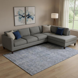 HomeRoots 9' X 12' Blue and Gray Geometric Area Rug – Durable, Stain-Resistant, UV Protected for High-Traffic Spaces 700750