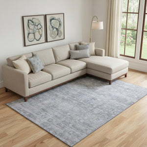 HomeRoots 10' Blue and Gray Geometric Washable Area Rug - Stylish, Durable, UV-Protected for Busy Homes! 700751