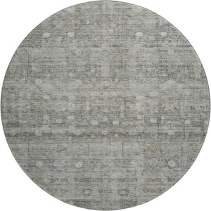 HomeRoots 8' Washable Round Rug in Pewter & Taupe – Stylish Geometric Design with UV Protection & Easy Care 700754