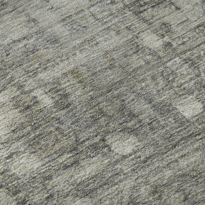 HomeRoots 8' Washable Round Rug in Pewter & Taupe – Stylish Geometric Design with UV Protection & Easy Care 700754
