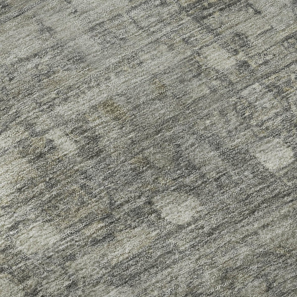 HomeRoots 8' Washable Round Rug in Pewter & Taupe – Stylish Geometric Design with UV Protection & Easy Care 700754
