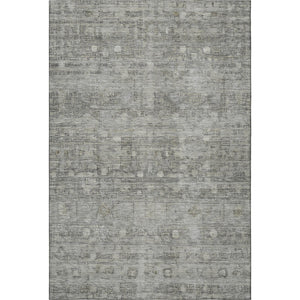 HomeRoots 9' X 12' Stylish Pewter & Taupe Geometric Washable Area Rug - UV Protection for High-Traffic Homes 700756