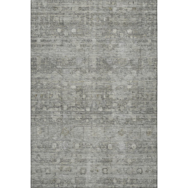 HomeRoots 9' X 12' Stylish Pewter & Taupe Geometric Washable Area Rug - UV Protection for High-Traffic Homes 700756