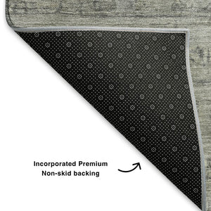 HomeRoots 10' X 14' Stylish Pewter & Taupe Geometric Washable Area Rug - UV Protected & Stain Resistant! 700757