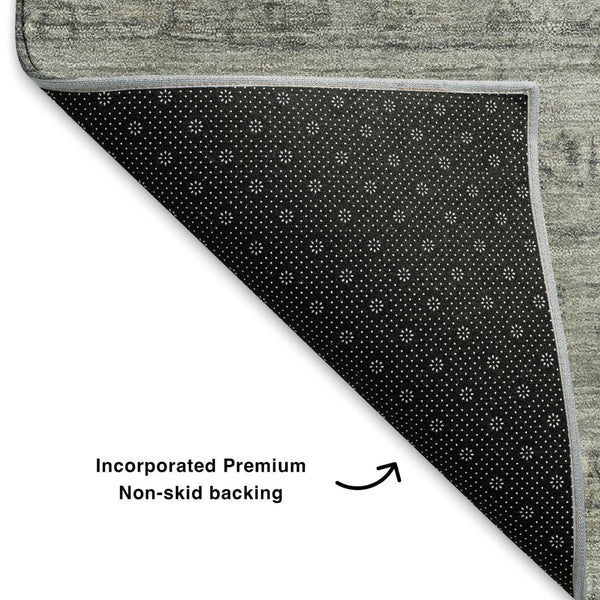 HomeRoots 10' X 14' Stylish Pewter & Taupe Geometric Washable Area Rug - UV Protected & Stain Resistant! 700757