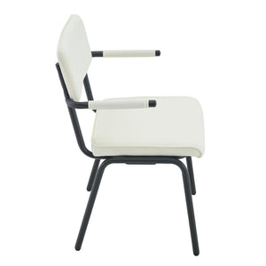 English Elm Dining Chairs Set of 2 Velvet Upholstered with Hangable Arms and Metal Legs W3493P449276