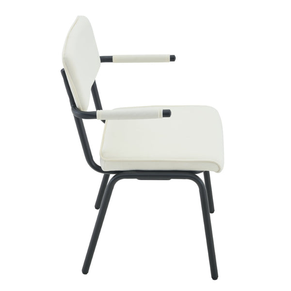 English Elm Dining Chairs Set of 2 Velvet Upholstered with Hangable Arms and Metal Legs W3493P449270