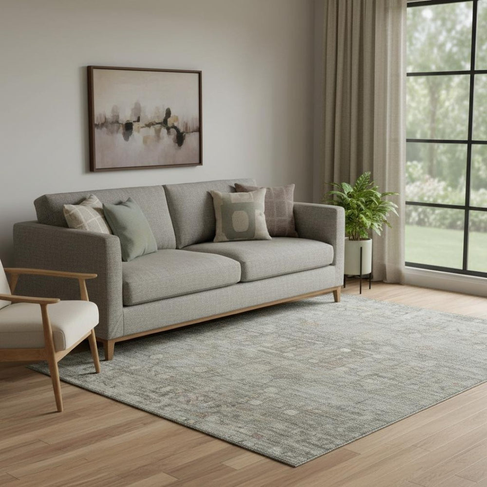 HomeRoots 5' X 8' Taupe & Beige Geometric Area Rug - Washable, UV-Protected, Stain-Resistant for Every Home 700759