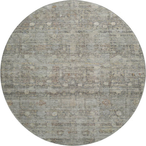 HomeRoots 8' Taupe and Beige Geometric Washable Round Rug - UV Protected, Stain Resistant for Modern Homes 700760