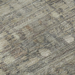 HomeRoots 8' Taupe and Beige Geometric Washable Round Rug - UV Protected, Stain Resistant for Modern Homes 700760