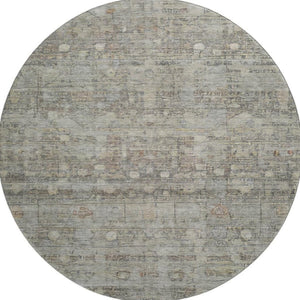 HomeRoots 8' Taupe and Beige Geometric Washable Round Rug - UV Protected, Stain Resistant for Modern Homes 700760