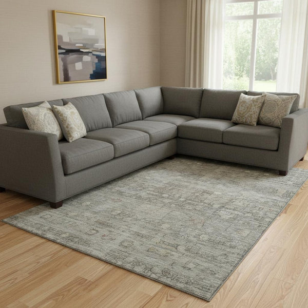 HomeRoots 8' X 10' Washable Taupe & Beige Geometric Area Rug - Durable, Stain Resistant & UV Protected Design 700761