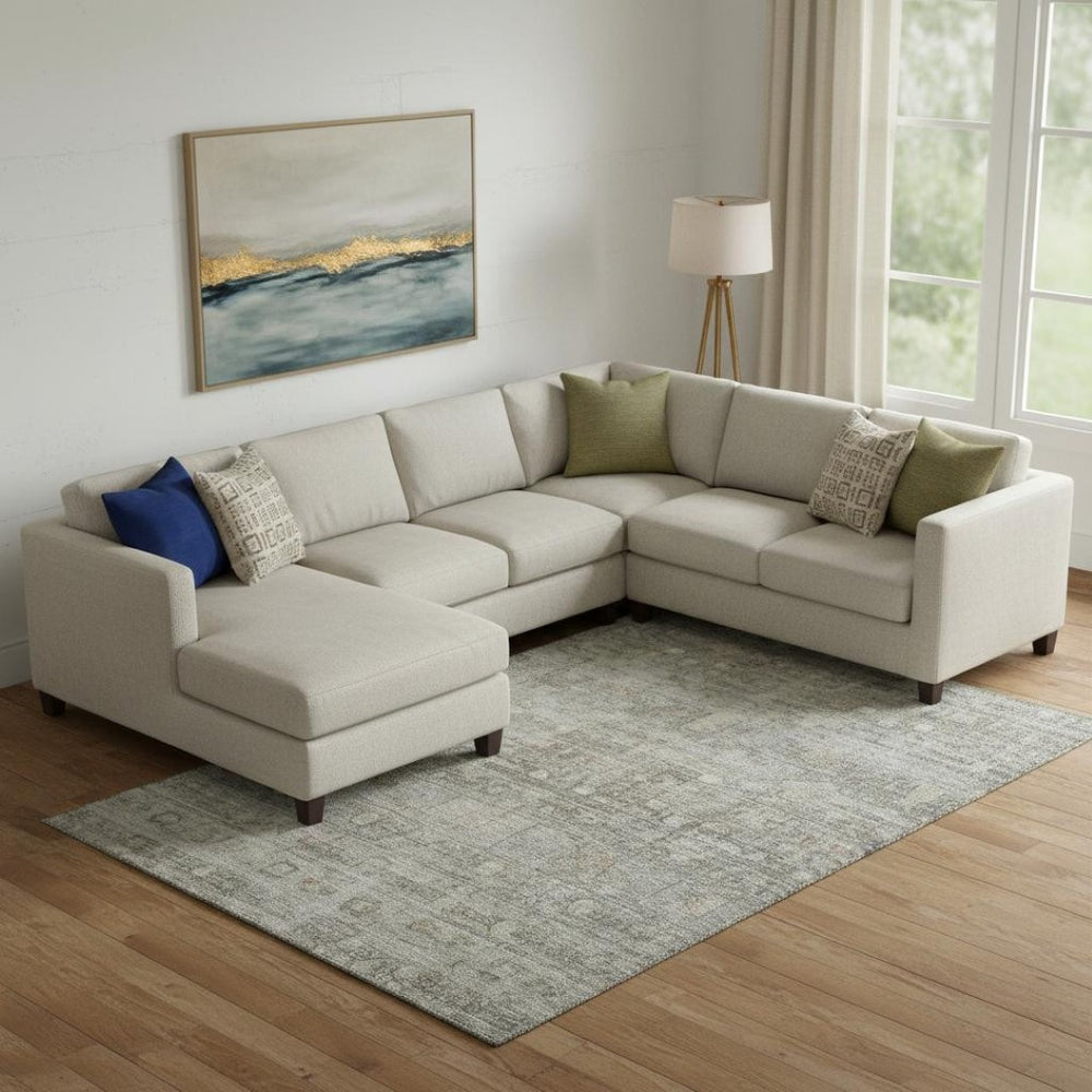 HomeRoots 9' X 12' Taupe Beige Geometric Washable Area Rug - Durable, Stylish, UV-Protected for High Traffic Areas 700762